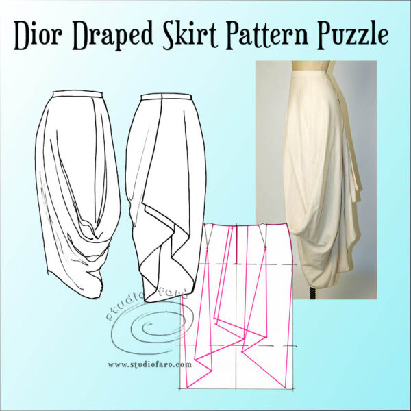 A combination image of the Dior Skirt with a detailed pattern plan.