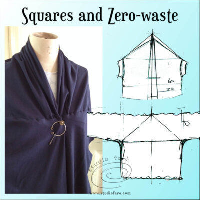 A photograph and sketch of the Squares and Zero-waste design.