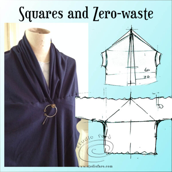 A photograph and sketch of the Squares and Zero-waste design.